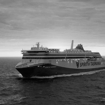 Spirit of Tasmania ferry sailing on the ocean.