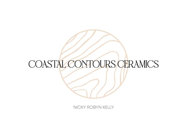 Logo for Coastal Contours Ceramics by Nicky Robyn Kelly with a contour circle design.