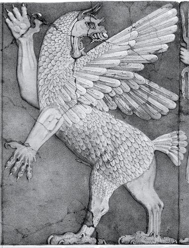 Tiamat the ancient Sumerian Chaos Dragon Goddess depicted fighting Marduk.