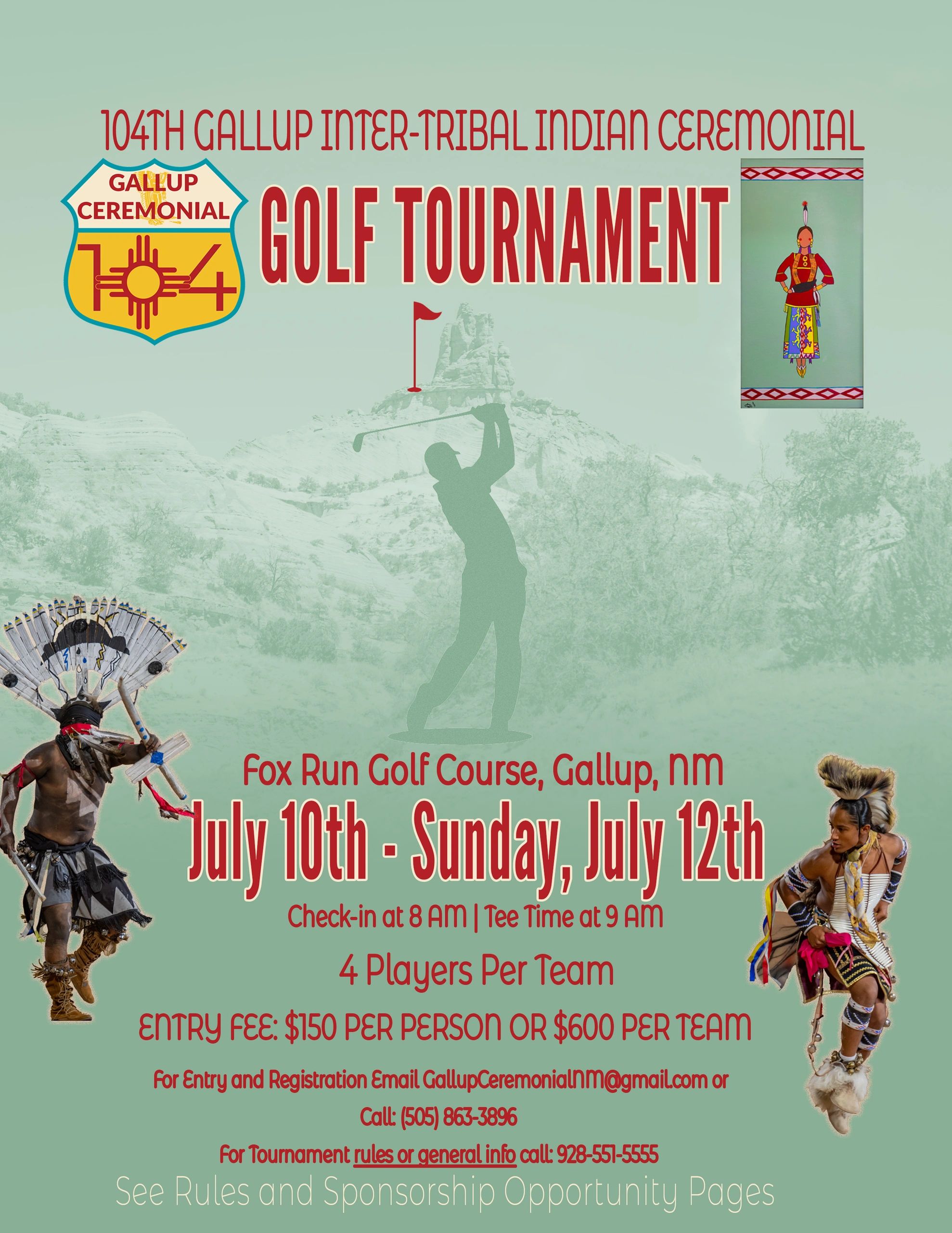 104th Gallup Inter-Tribal Indian Ceremonial Golf Tournament in Gallup, NM, July 10-12.