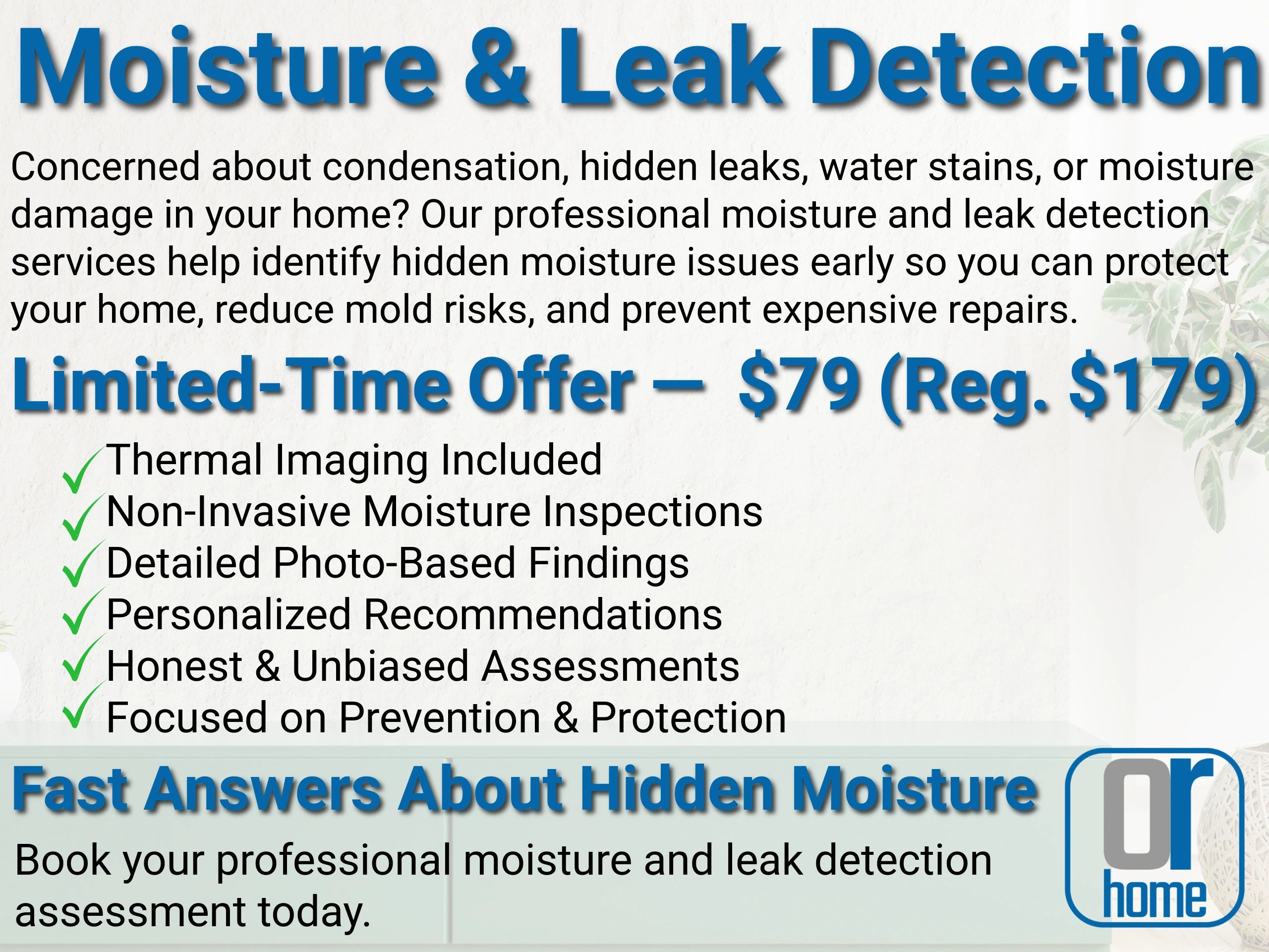 Professional moisture and leak detection services at a limited-time offer of $79.