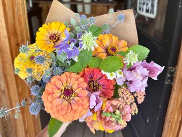 Colorful bouquet with varied flowers.