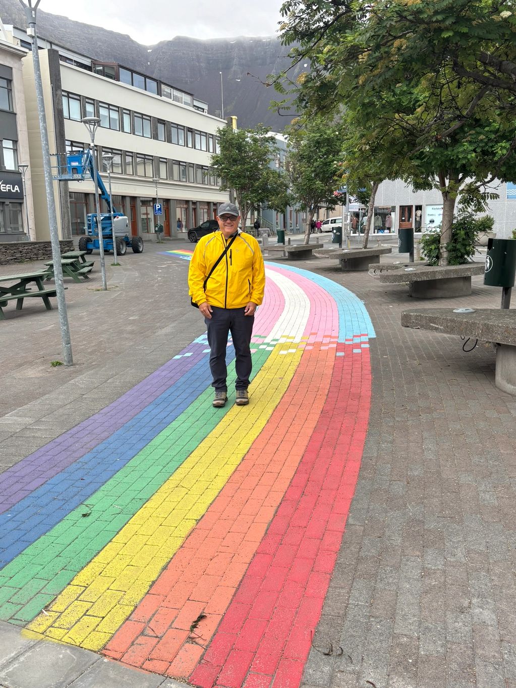 7/19 - Doing the rainbow walk in downtown Isafjorour, Iceland