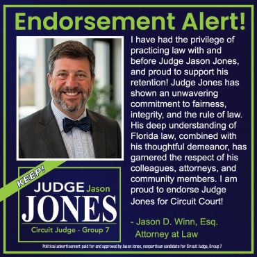 Endorsement for Judge Jason Jones by Attorney Jason D. Winn