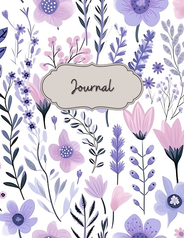 Portada de diario con flores lilas y rosadas.