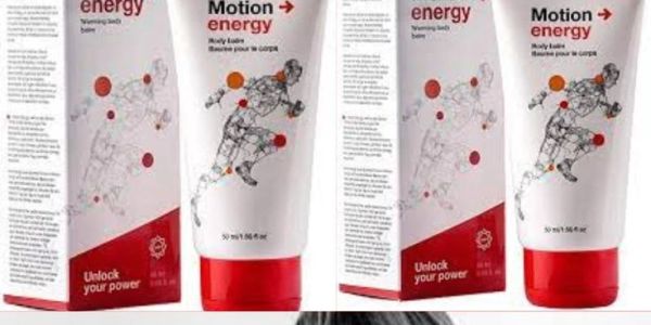 Motion energy body lotion with dynamic design and red accents.