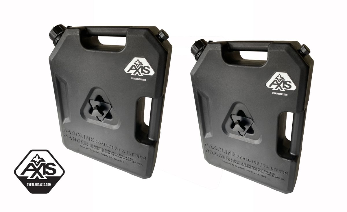 OVERLAND AXIS 2 GALLON BLACK JERRY CAN with MOUNT BRACKET
