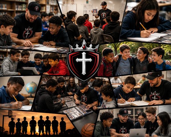 Collage of diverse students engaged in learning and teamwork with a mentor.