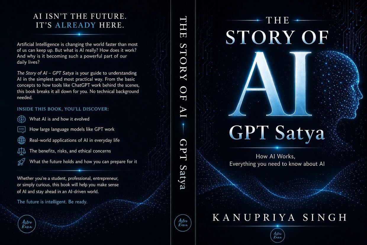 Cover of 'The Story of AI' by Kanupriya Singh explaining AI concepts and its impact.
