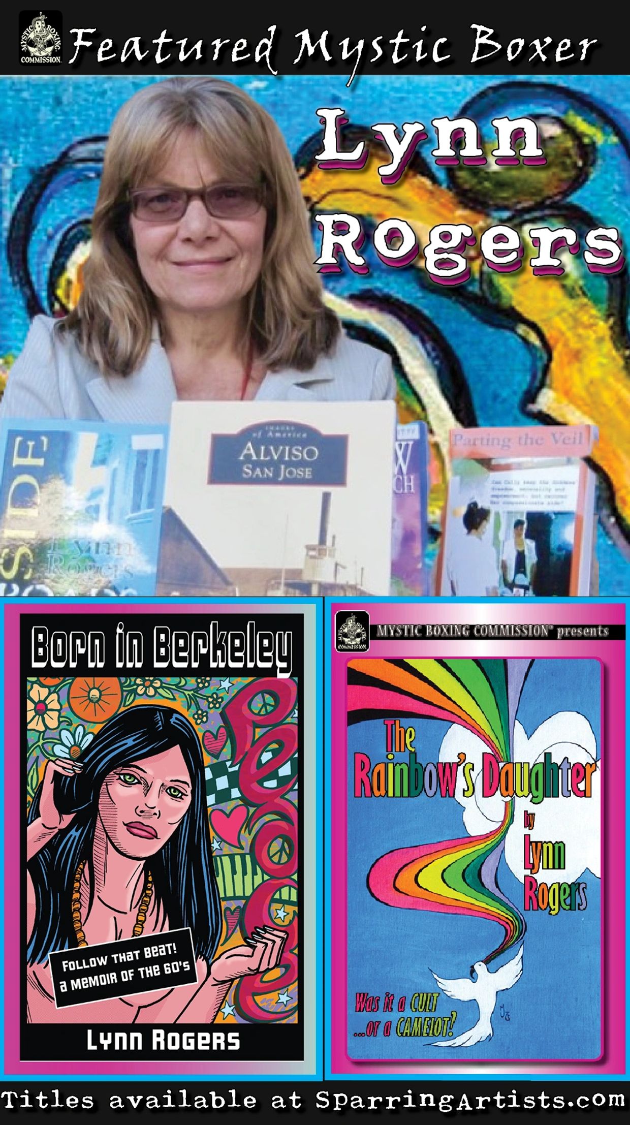 Author Lynn Rogers with some of her novels on display