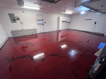 Red and Black Metallic Epoxy Floor