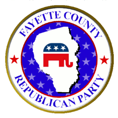 Logo of Fayette County Republican Party featuring Illinois and GOP elephant.