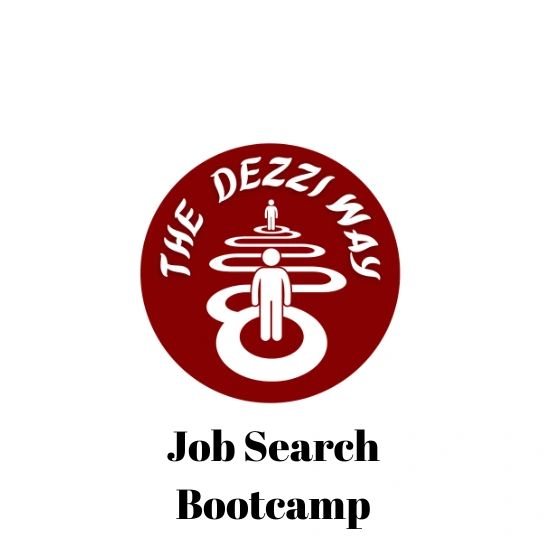 Logo for The Dezzi Way Job Search Bootcamp featuring stylized figures and pathways.