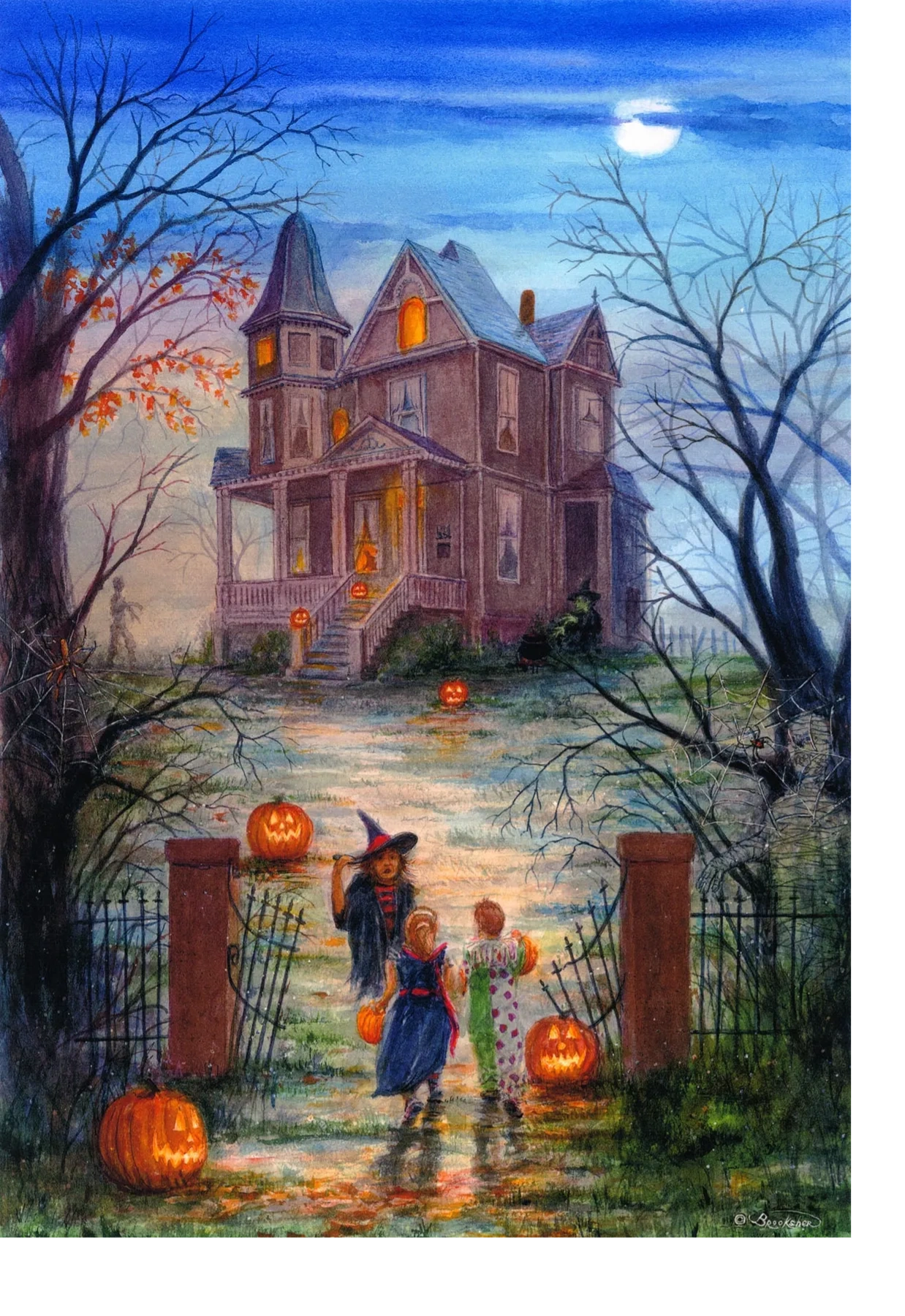 "Fright Night" a painting with several hidden haunting figures. 