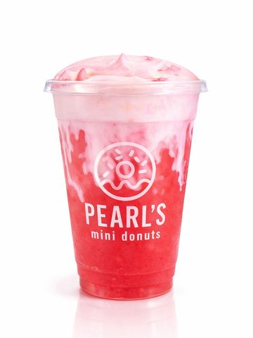 Refreshing pink and red creamy drink from Pearl's mini donuts.