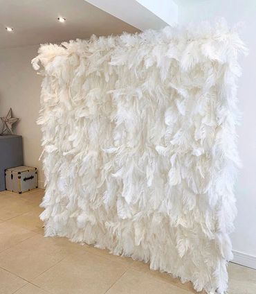 feather wall hire London, Feather wall backdrop hire London, feather wall London, feather backdrop 