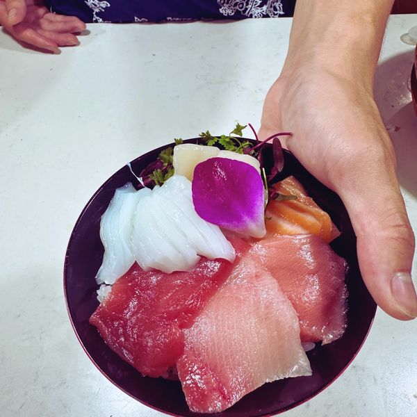 Fresh seafood bowl with artistic presentation