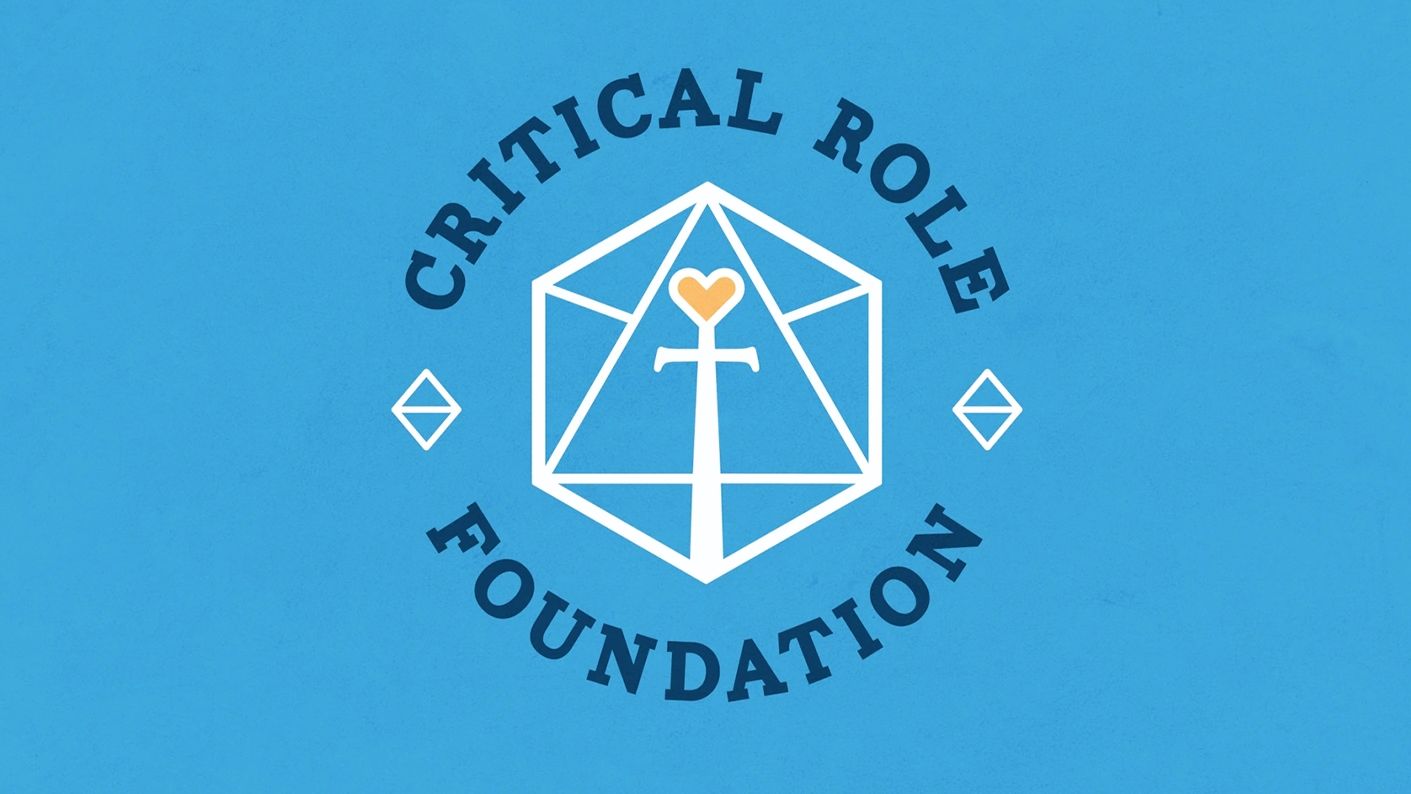 Logo of Critical Role Foundation with a sword and heart inside a geometric shape.