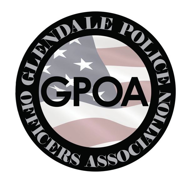 Logo of the Glendale Police Officers Association with American flag background.