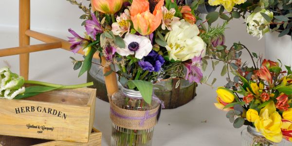 Wild mix of flowers in a jar