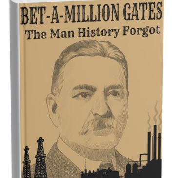 Book cover for "Bet-A-Million Gates" featuring a portrait and industrial elements.