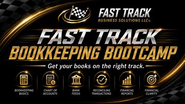 Fast Track Bookkeeping Bootcamp promotional banner.