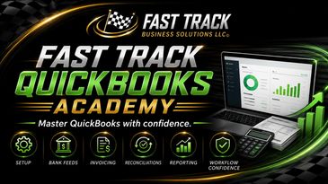 Fast Track QuickBooks Academy business solution advertisement.