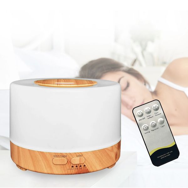 Aromatherapy Essential Oil Diffuser for Room: 500ml Aroma Air Humidifier  Remote Control for Home Large & Small Rooms - Ultrasonic Cool Mist Diffusers  Oils Vaporizer with Light & Timer Bedroom Office 