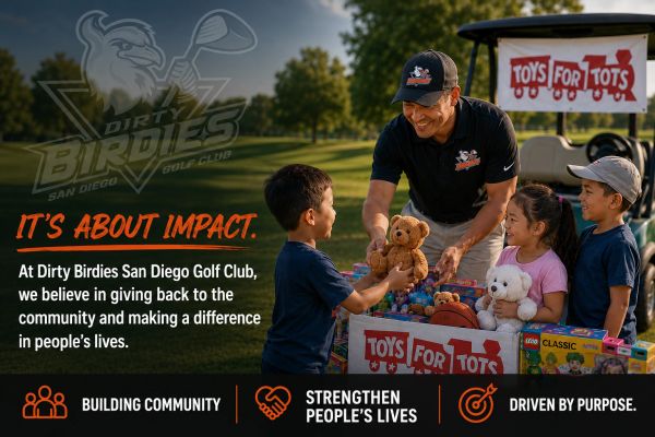 Golf club giving back with Toys for Tots donations.