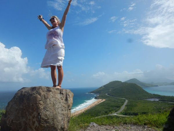 Amanda Parr at Timothy Hill overlook st.kitts Caribbean