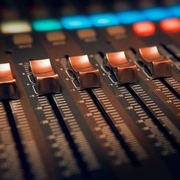 Mixing board featuring Studio 21 recording a music track for a client at Event Central Newport News