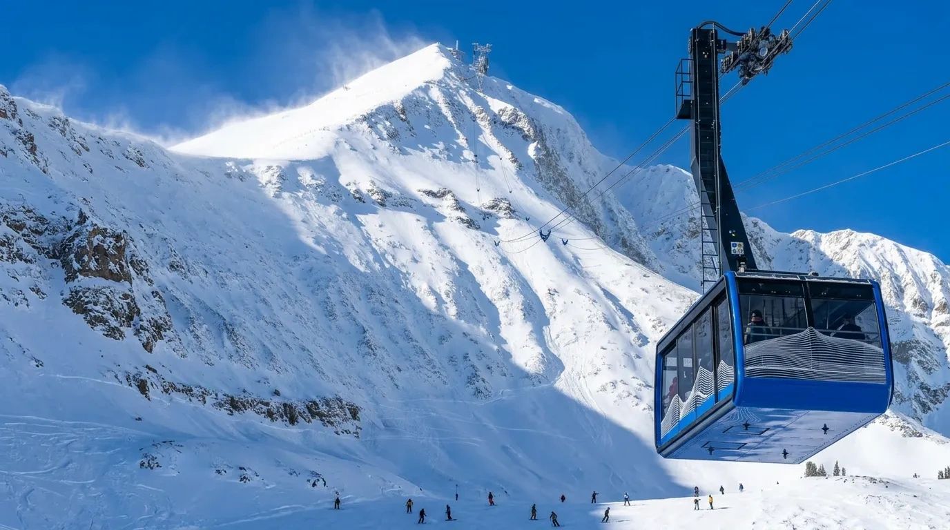 Lone Peak and Lone Peak Tram at Big Sky Resort in Big Sky, MT