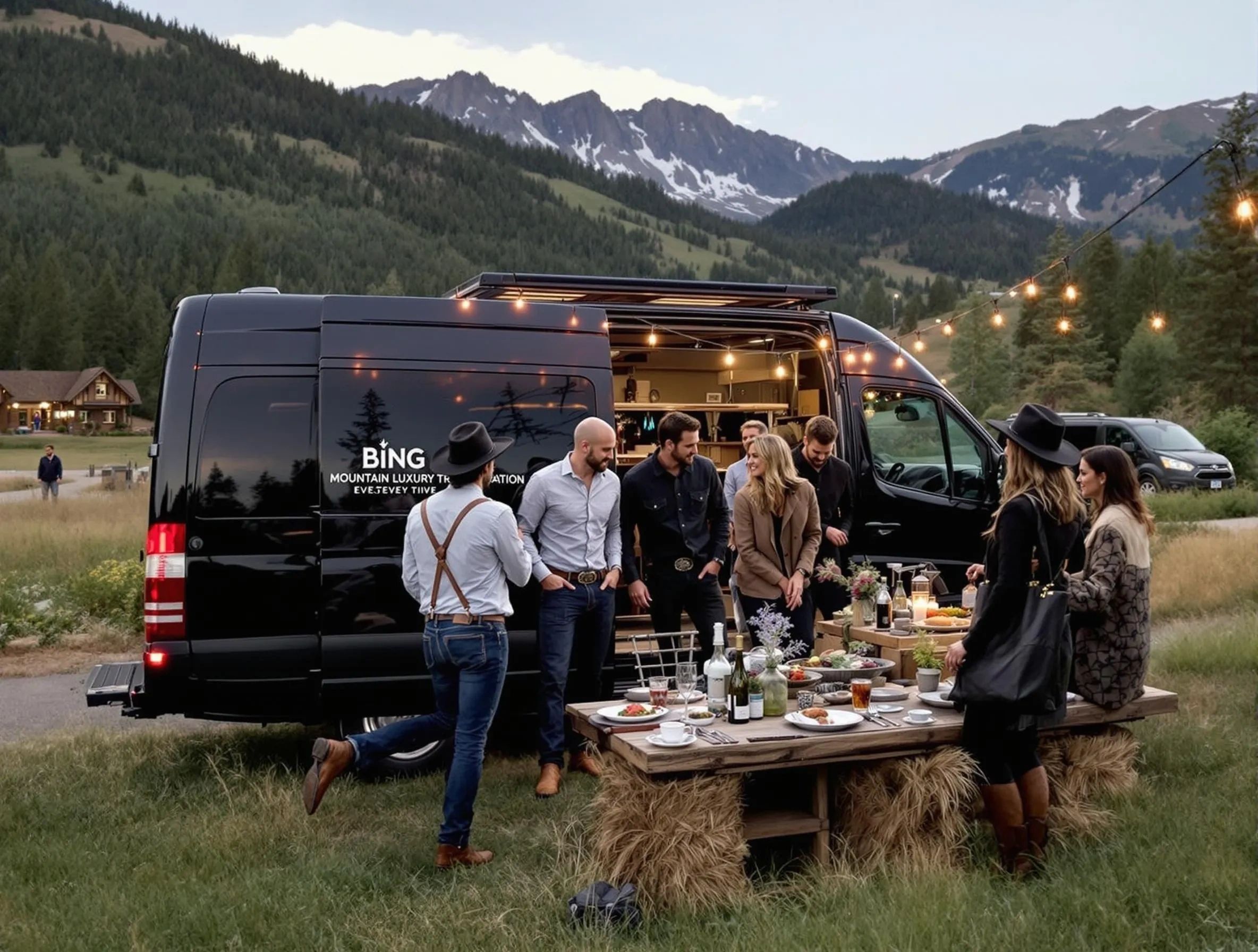 Luxury farm-to-table dinner with clients on a Bing Mountain hourly charter