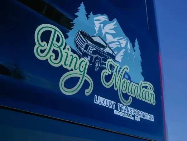 Bing Mountain Luxury Transportation official logo on our LA West Luxury Custom Van
