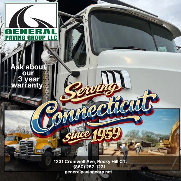 General Paving Group LLC offers paving services in Connecticut with a 3-year warranty.
