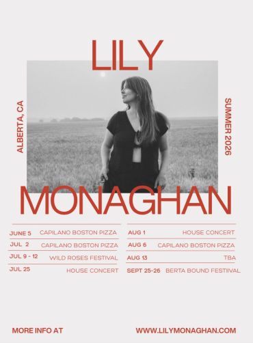 Lily Monaghan summer 2026 tour dates poster with a black and white photo.