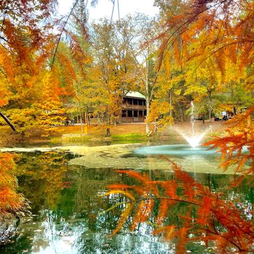 A beautiful fall day with Whitetail Lodge across the lake 