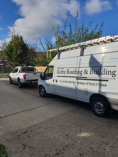 D Kirby roofing working in Dover doing a flat roof leak repair and offering a free estimate 