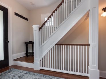 New  Oak Treads and Risers with custom newel posts.
