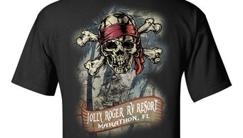 Jolly Roger RV Resort Marathon Florida custom screen printed t-shirt.