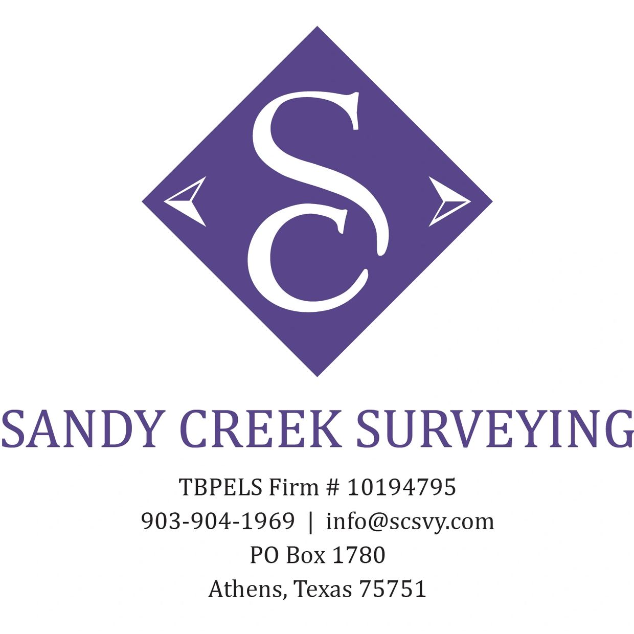 Sandy Creek Surveying Logo. 