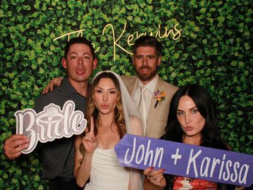 Luxury photo booth with custom backdrop, personalized props, and color filters in Sedona, AZ