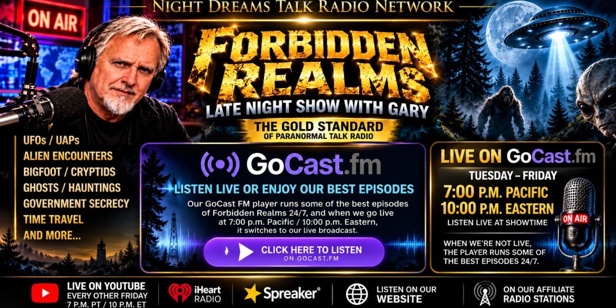 Forbidden Realms late night paranormal talk show with Gary.