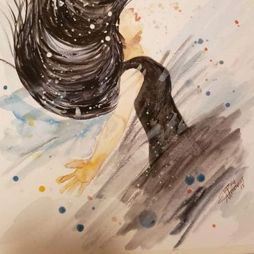 Our Artist Sherry's Masterpiece. 
"Overwhelmed "

Sherry Painted while going through Cancer Treatmen