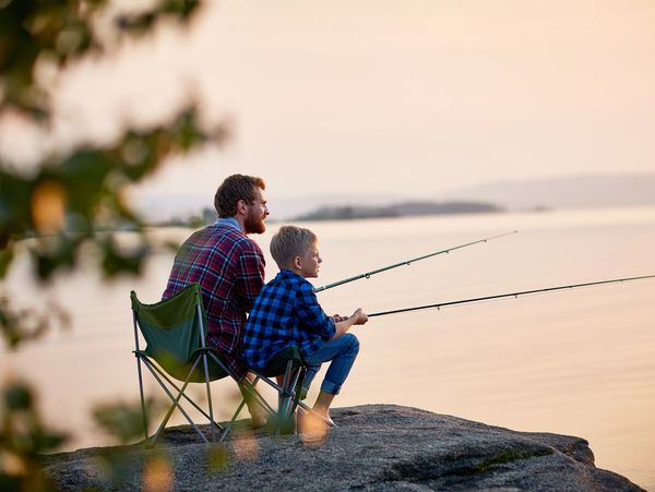 A father and his son fishing