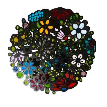 Stained glass and aluminium wall sculpture