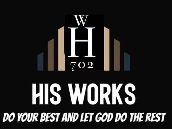 Inspirational logo with 'His Works' and faith-based motivational quote.