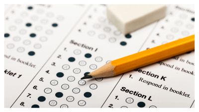 A pencil and eraser on a multiple-choice test.