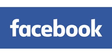 The Facebook logo on a blue background.