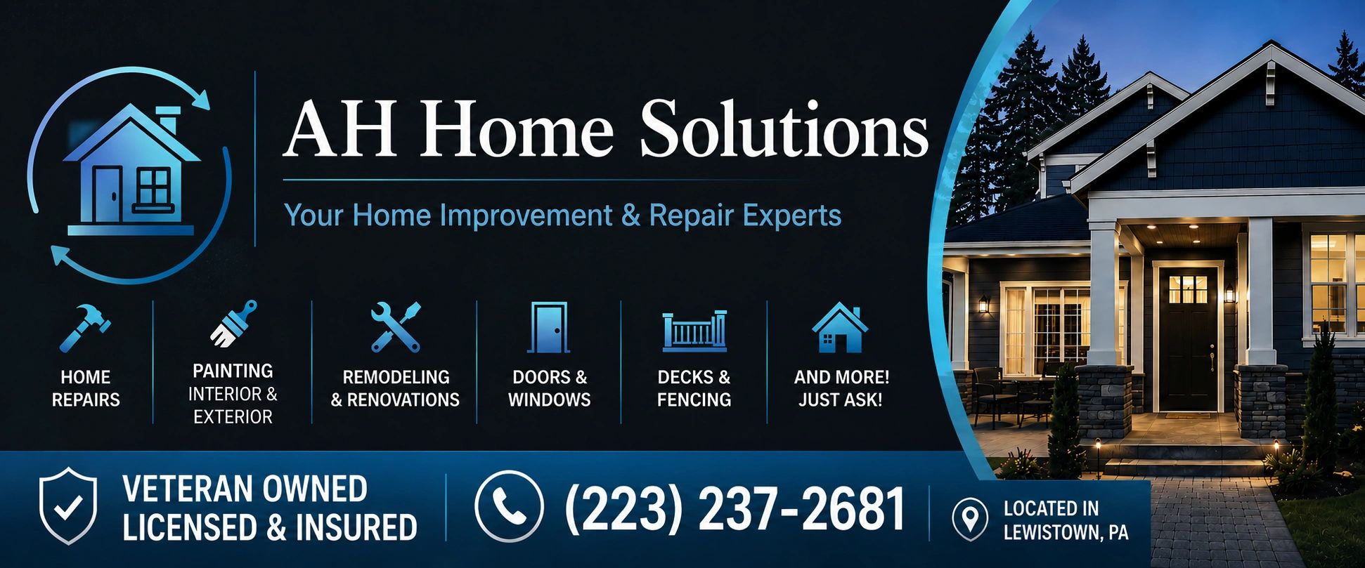 AH Home Solutions offers home repairs, renovations, property maintenance, and more.